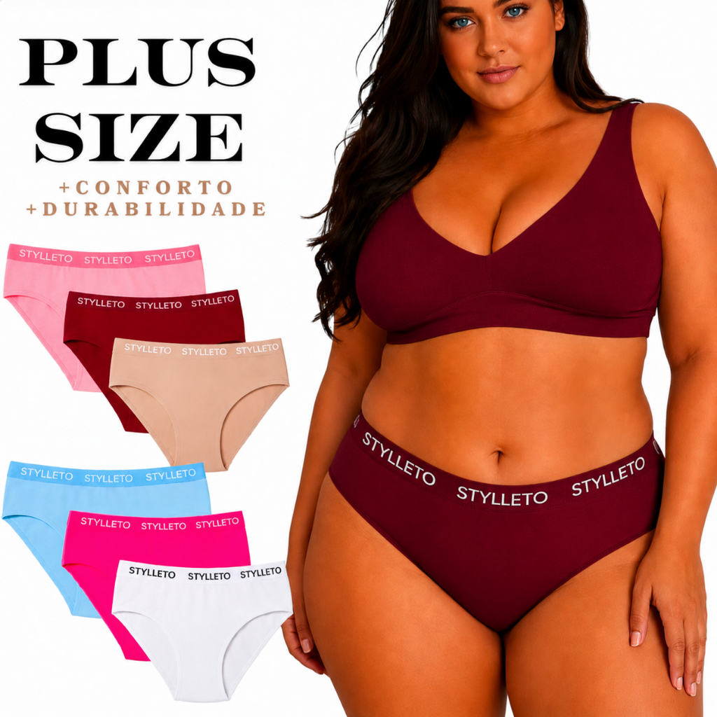 Kit 8 Calçolas plus size Adulto com cos alto e cintura reforçada Modelagem Confortável e Ideal para o Dia a Dia lingerie