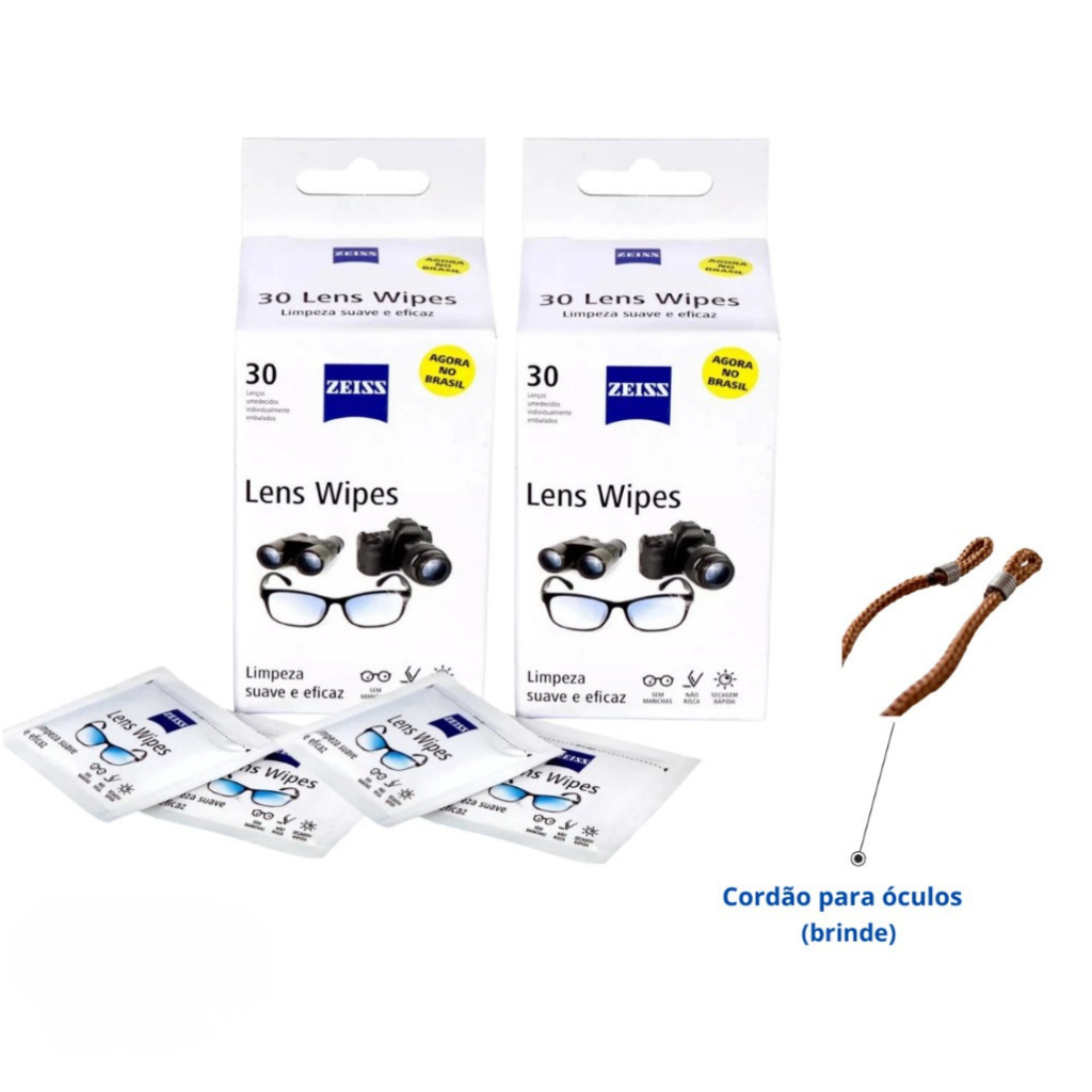 60 Unidades de Lenço Zeiss original + Cordão para óculos
