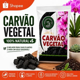Carvão Vegetal Triturado Plantas Para Substrato Organico Adubo Ativado Premium 500gr