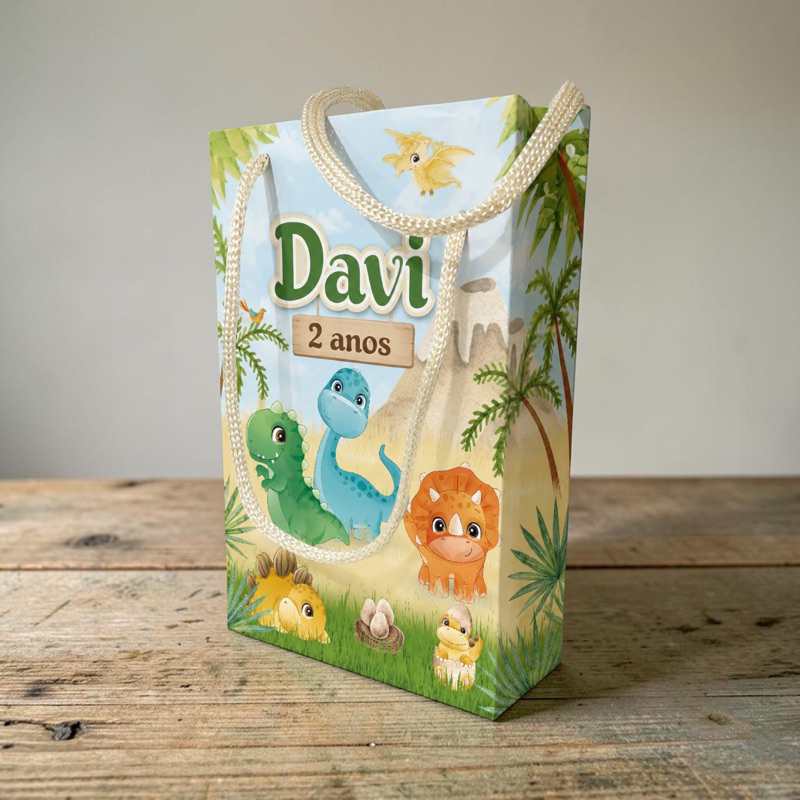 Sacolinha Personalizada Dinossauro Baby Lembrancinha Personalizada Kit Festa