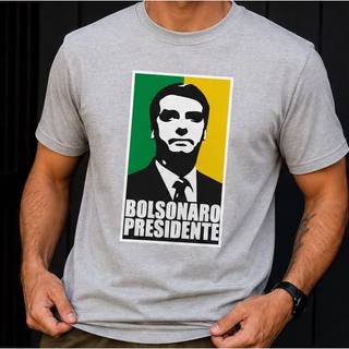 Camiseta Masculina Bolsonaro Presidente Estampa Política Brasil 100% Algodão