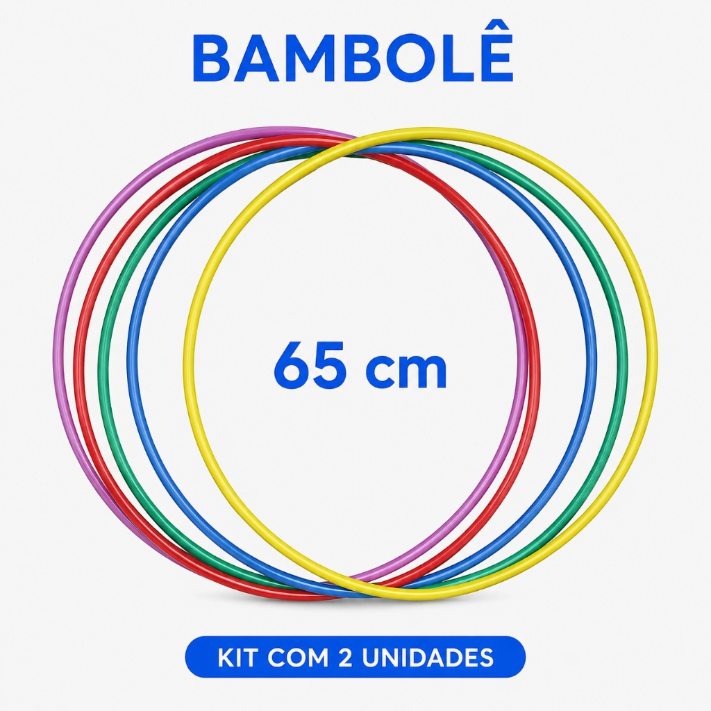 Kit 2 Bambolês Arco Infantil 65 Cm Colorido Atividade Fisica