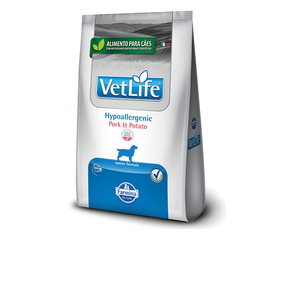 Ração Vet Life Natural Hypoallergenic Pork e Potato para Cães Adultos - 10,1Kg