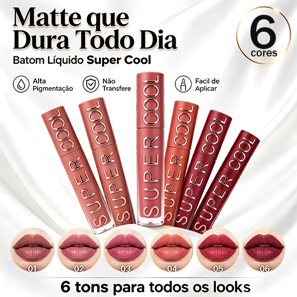 Amor Anjo 6 Cores Batom Fosco - Alta Pigmentação, À Prova D'água e Cores Vibrantes