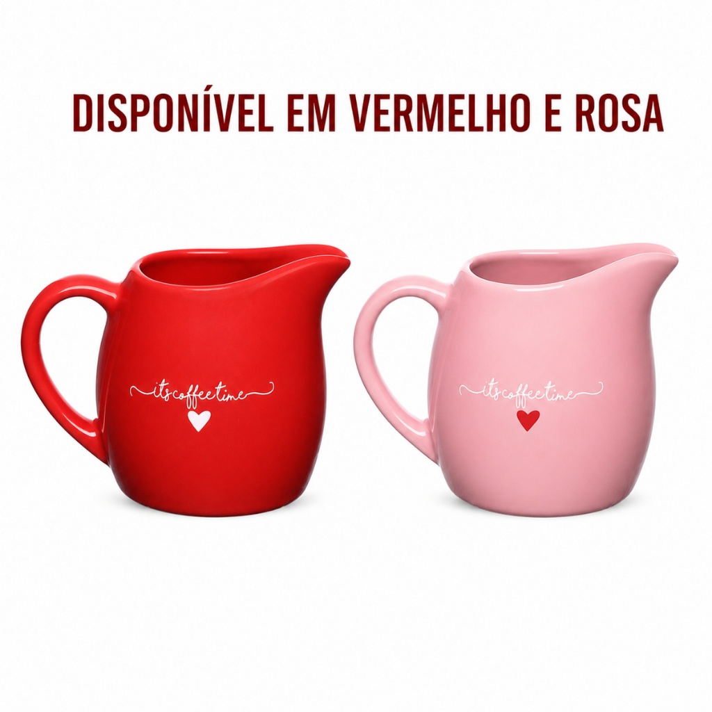 Leiteira De Porcelana Lamour Vermelho e Rosa 245ml Hauskraft — imagem 2 de 2