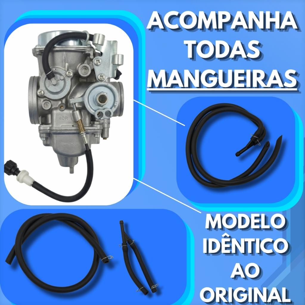 Carburador Completo Xr 250 Tornado 2000 2001 2002 2003 2004 2005 2006 2007 2008 Modelo Original Com Mangueira — imagem 2 de 2
