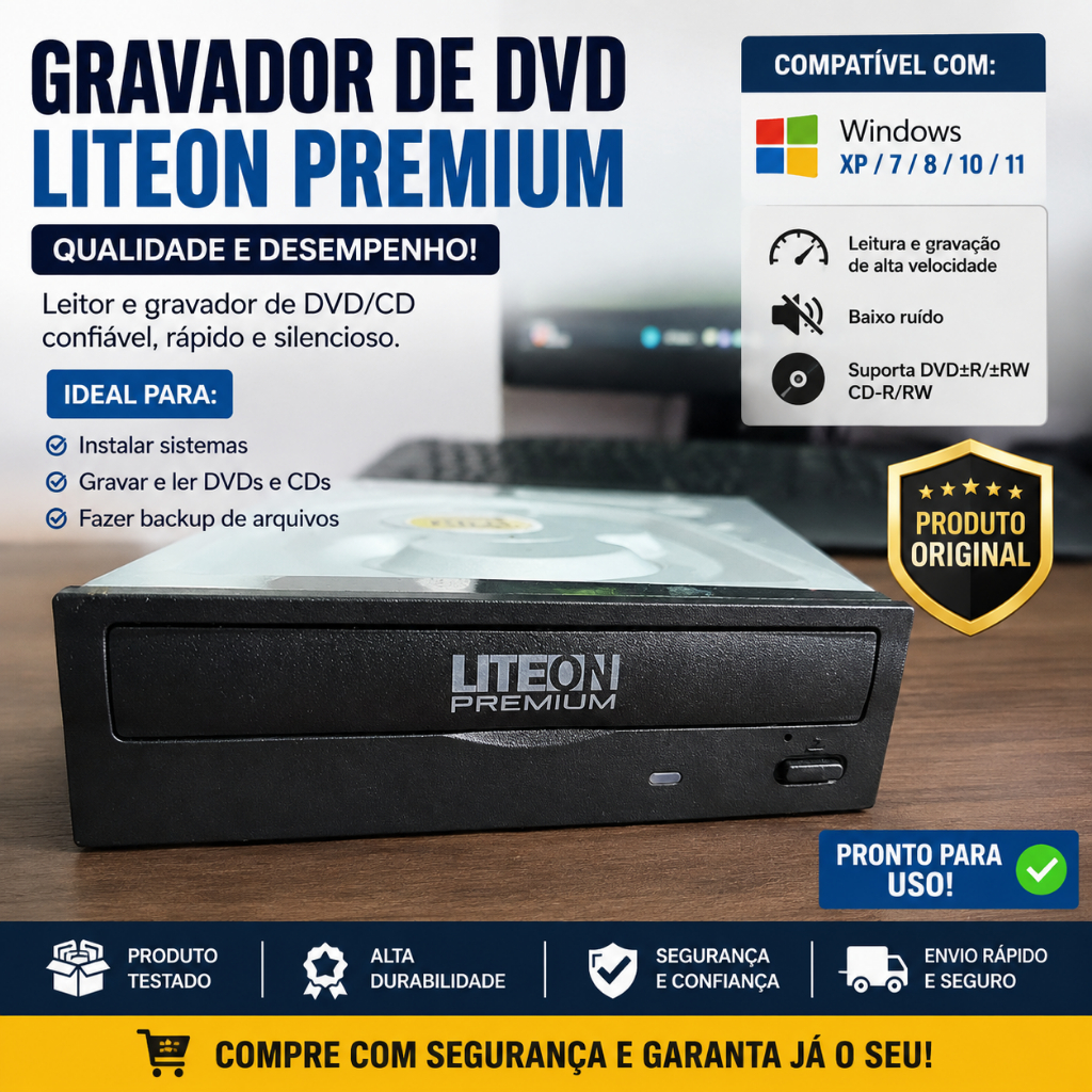 Gravador e leitor cd dvd Liteon Plus premium