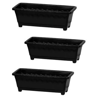 Kit 3 Floreira Vaso Jardineira Plantas Preta Cerâmica 3,5 Litros Horta Mudas Cacto suculentas ervas Jardim Jardinagem