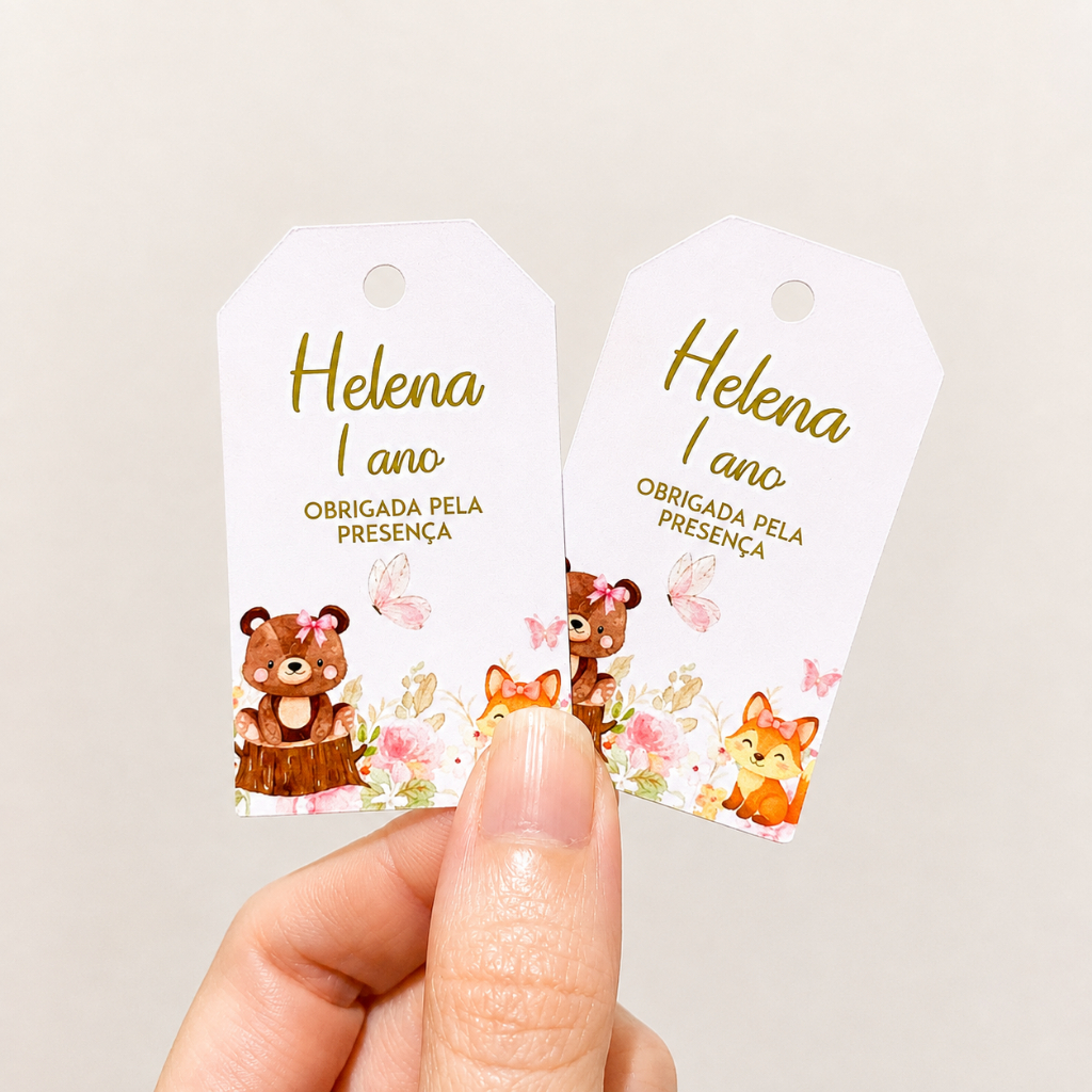 Kit Tags Personalizadas Lembrancinhas Bosque Encantado Menina | Festa Infantil | Aniversário
