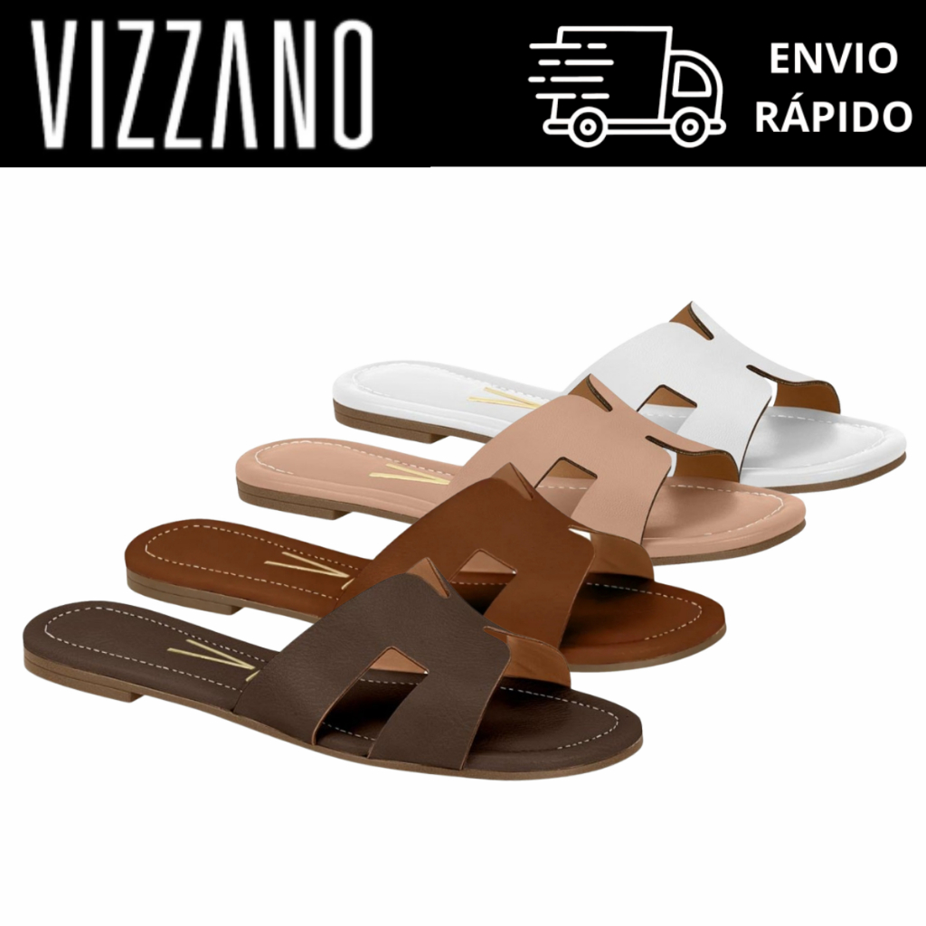 Sandália Rasteira Vizzano Feminina Modelo H Fashion Confortável Leve Elegante Casual Moderna Original 6371.367
