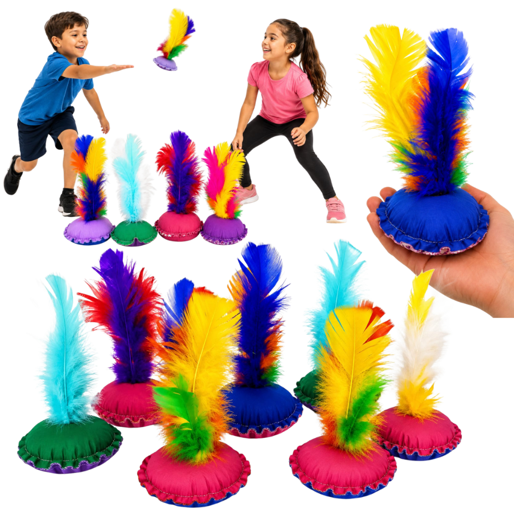Kit com Petecas Penas Coloridas Escola Lembrancinha Prenda Festas e Eventos 10/20/30/40 Un