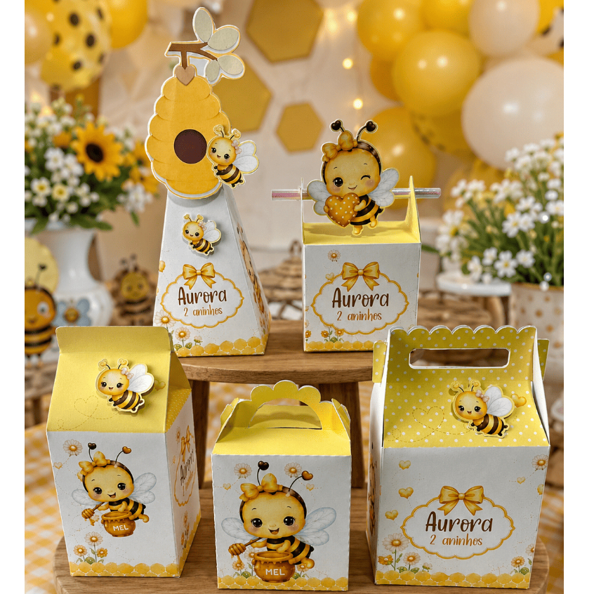 Kit Festa Abelhinha Personalizado Caixinhas Lembrancinhas Aniversário Infantil