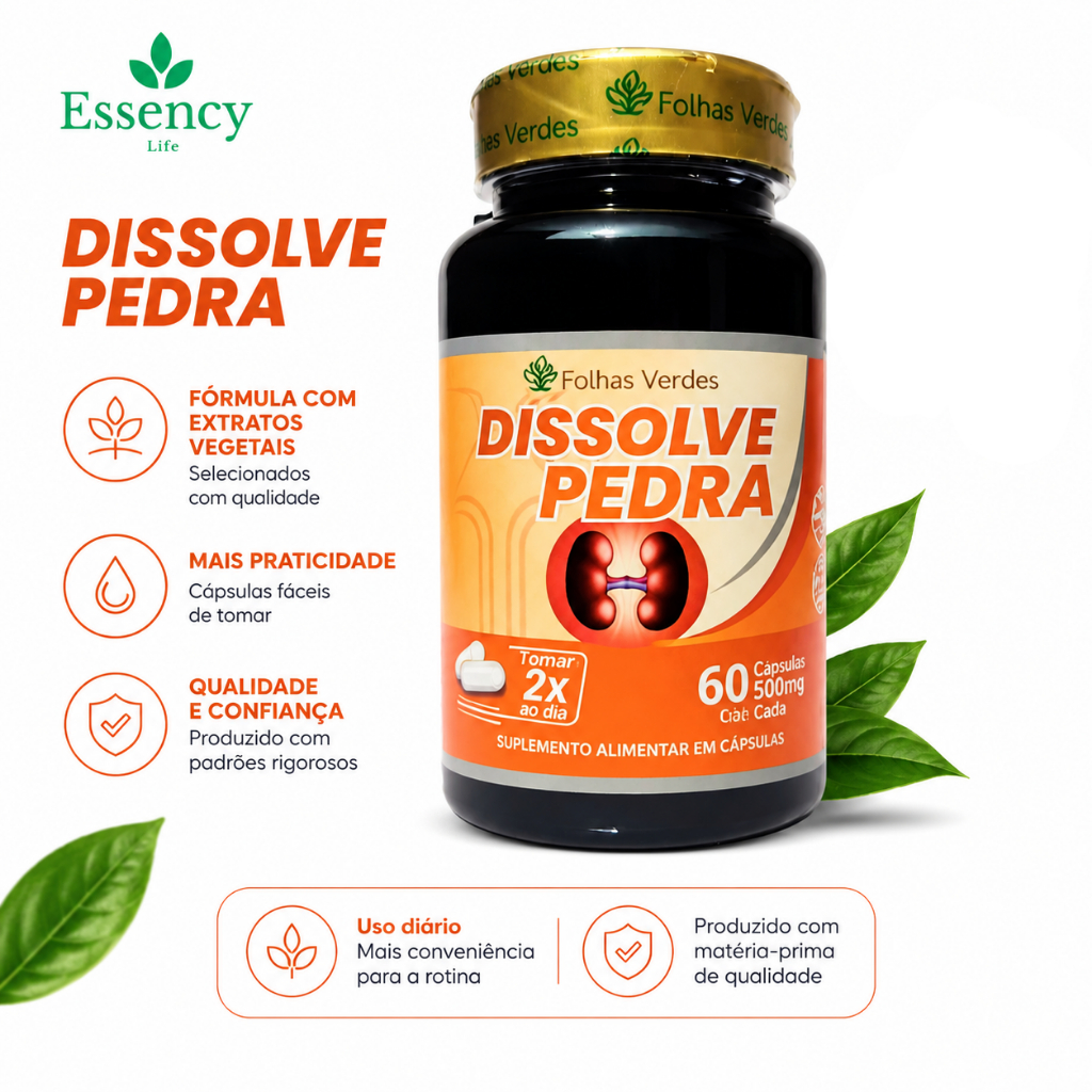 Dissolve Pedra 500mg〡Pedra Rins 〡Suporte Renal - Folhas Verdes