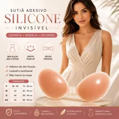 Sutiã Adesivo Silicone Invisível Sem Alça Push Up Levanta Seios Reutilizável com Fecho Frontal