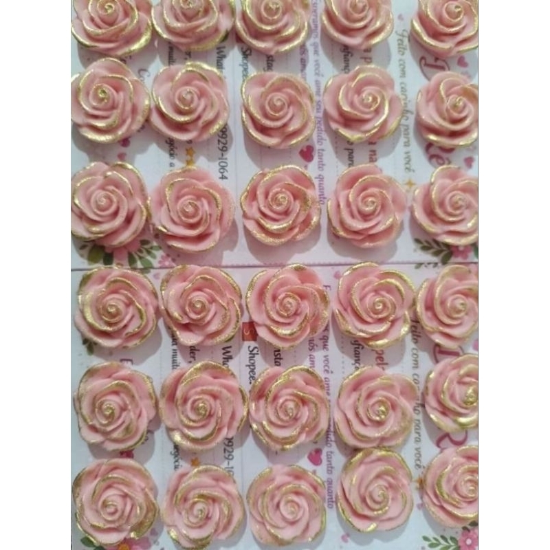 APLIQUES DE LEITE EM PÓ PARA DECORAÇÃO- ROSAS - 30 UNIDADES - 2,5CM