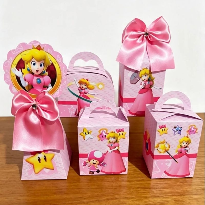 Kit Princesa Peach Personalizado – Caixinhas para Lembrancinhas | Festa Infantil | MONTADO | com laço