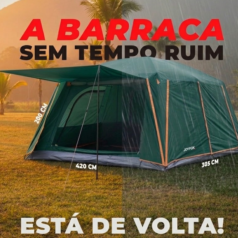 Barraca Camping Acampamento Luxe 12-16 Pessoas JOYFOX Tenda Familiar Grande Varanda 420x305x200cm