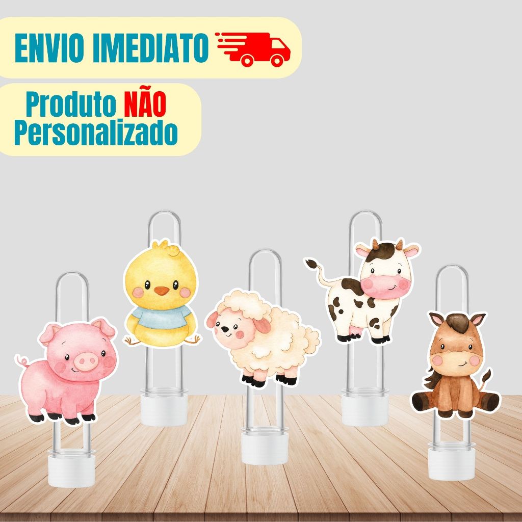 Aplique Tag Para Tubete Fazendinha | Personalizado | Lembrancinha Festa Infantil | Aniversário