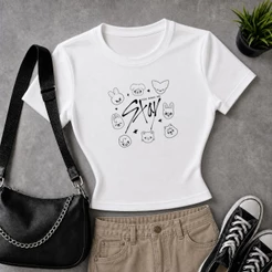 Camiseta Stray Kids blusa ATE Rock babylook streetwear Dominate Word Tour Kpop Album Ate Brasil