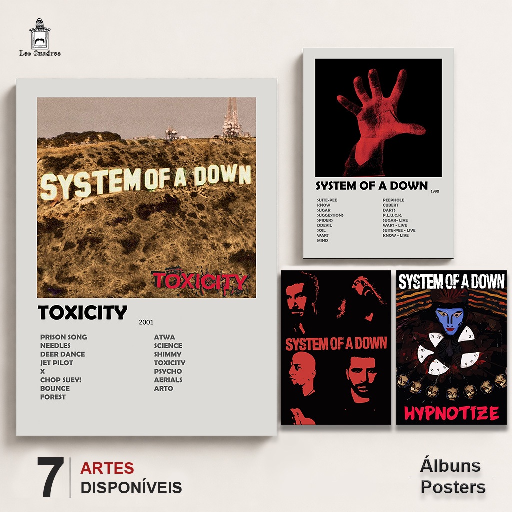 Placas Quadros Decorativos System Of A Down Toxicity em MDF 28x20cm