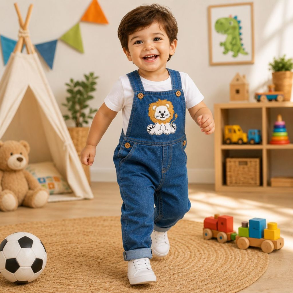 Macacão Jardineira Jeans Calça Infantil Menino Bordado