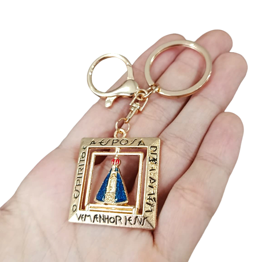 Chaveiro Nossa Senhora Aparecida em Aço Inox  Lembrancinha Imagem Religiosa Aparecida