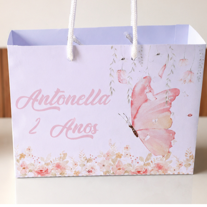 Sacolinha Personalizada Jardim das Borboletas | Lembrancinhas | Aniversário | Sacola Surpresa