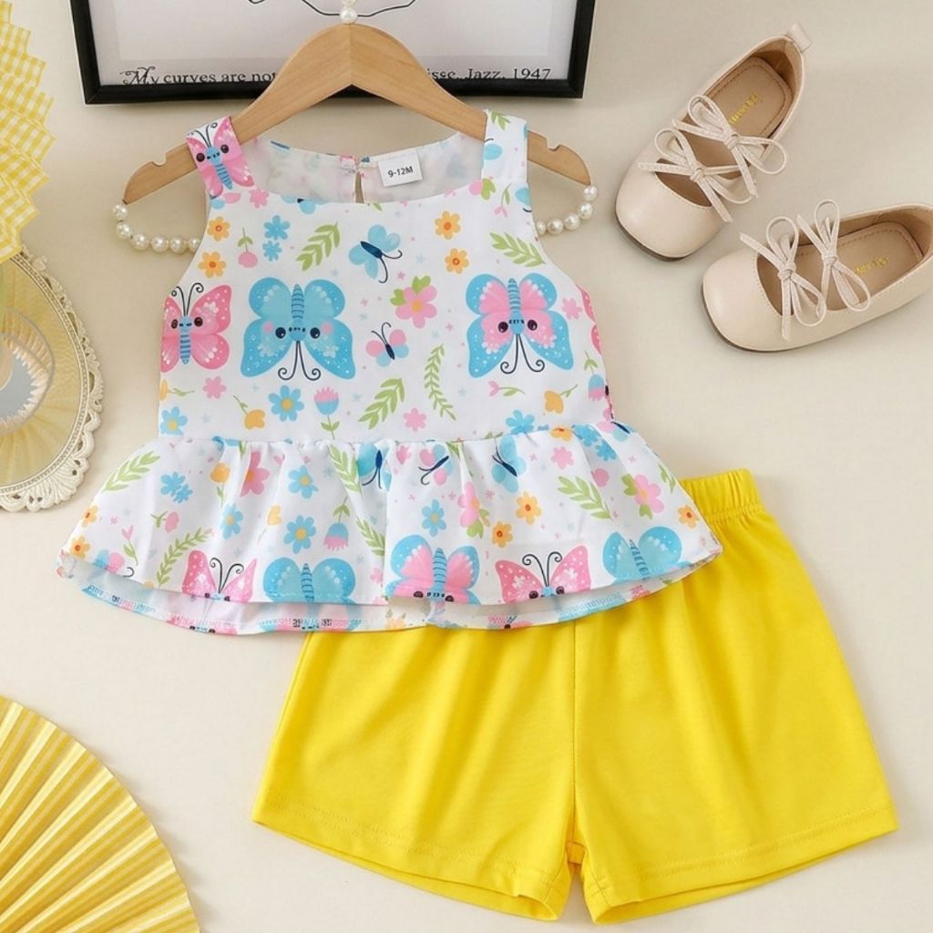 Conjunto Infantil Menina Blogueirinha Luxo Verão Festa Passeio Blusa com Babado e Short