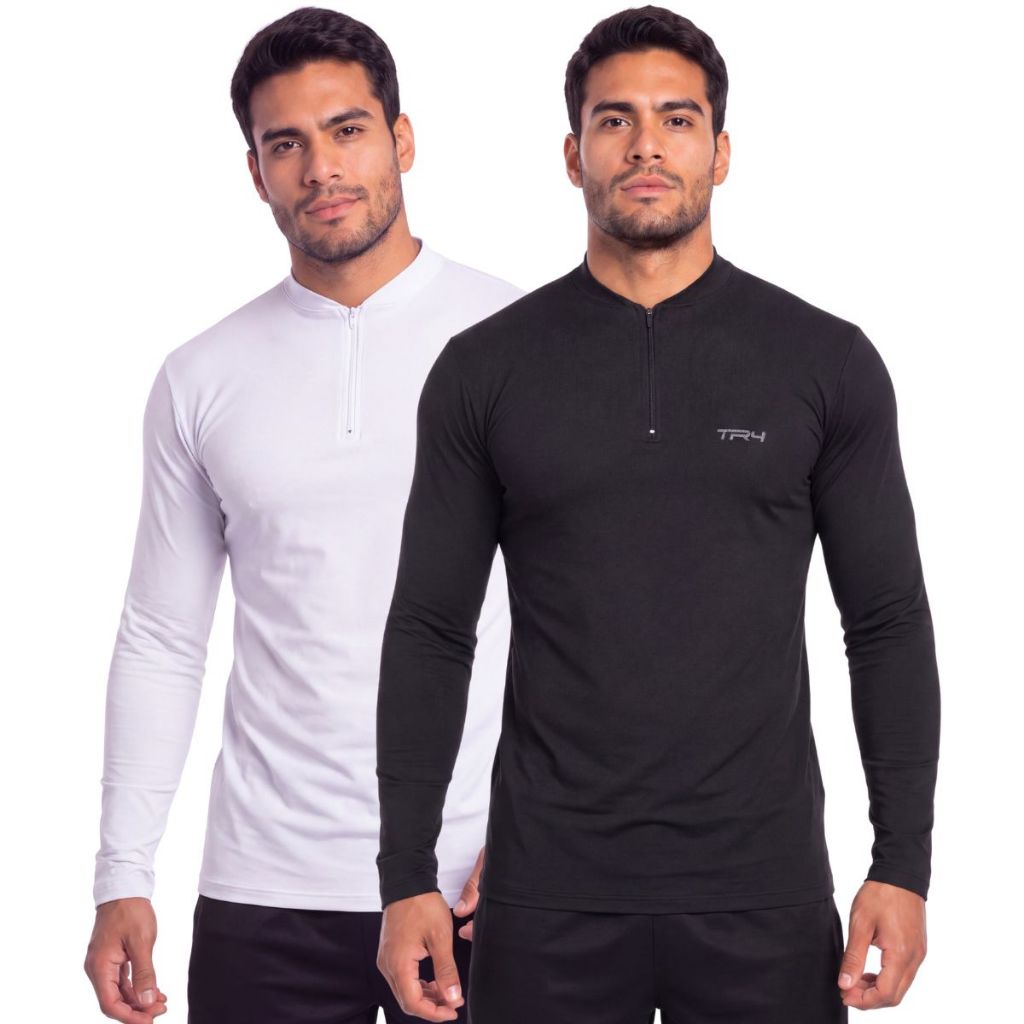 Kit 2 Camisas Blusas Masculina Manga Longa Proteção Solar UV Térmica Segunda Pele Dry Fit Casual Academia