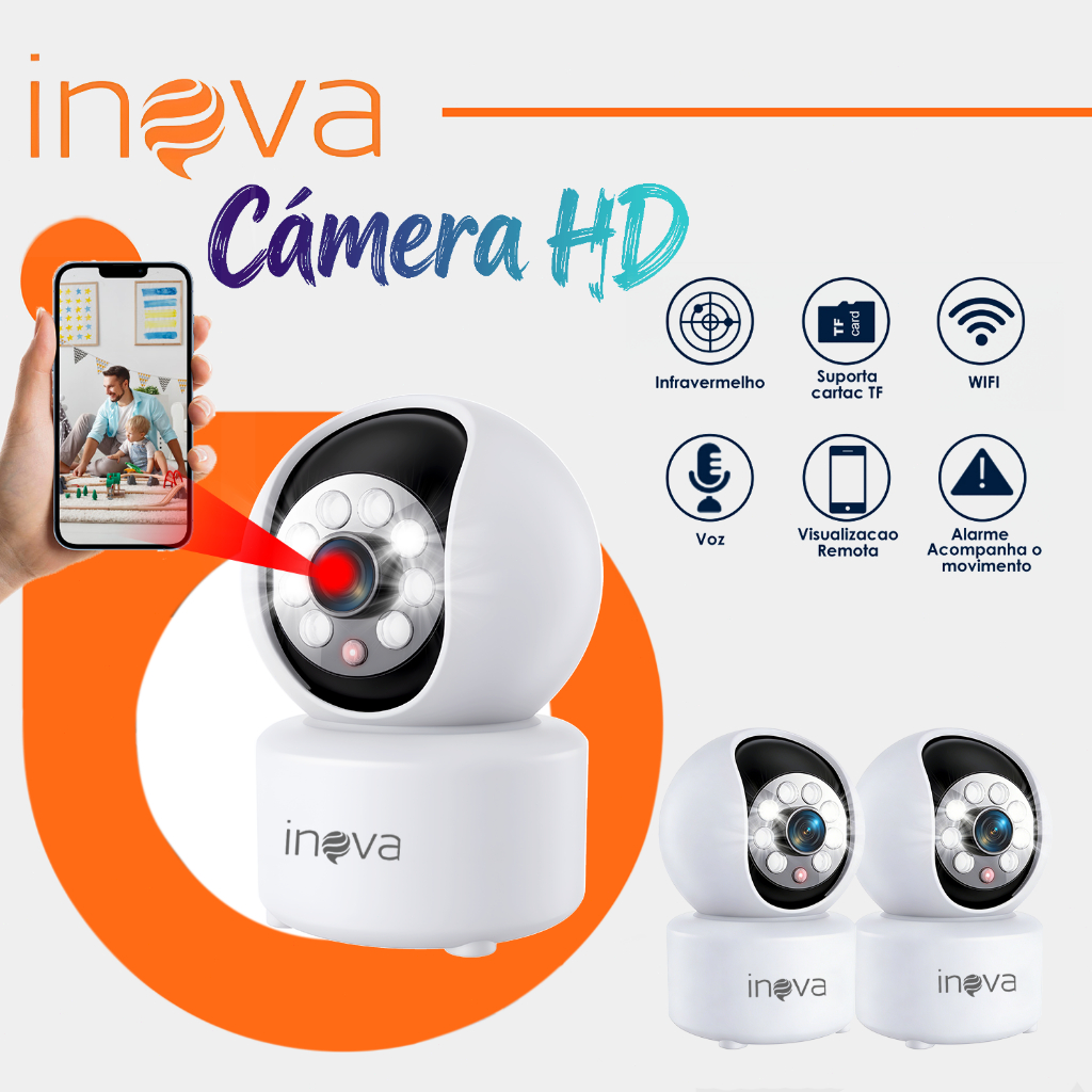 Inova Wifi Câmera de segurança Sem Fio Visão Noturna 1080P 355° com Câmera audio