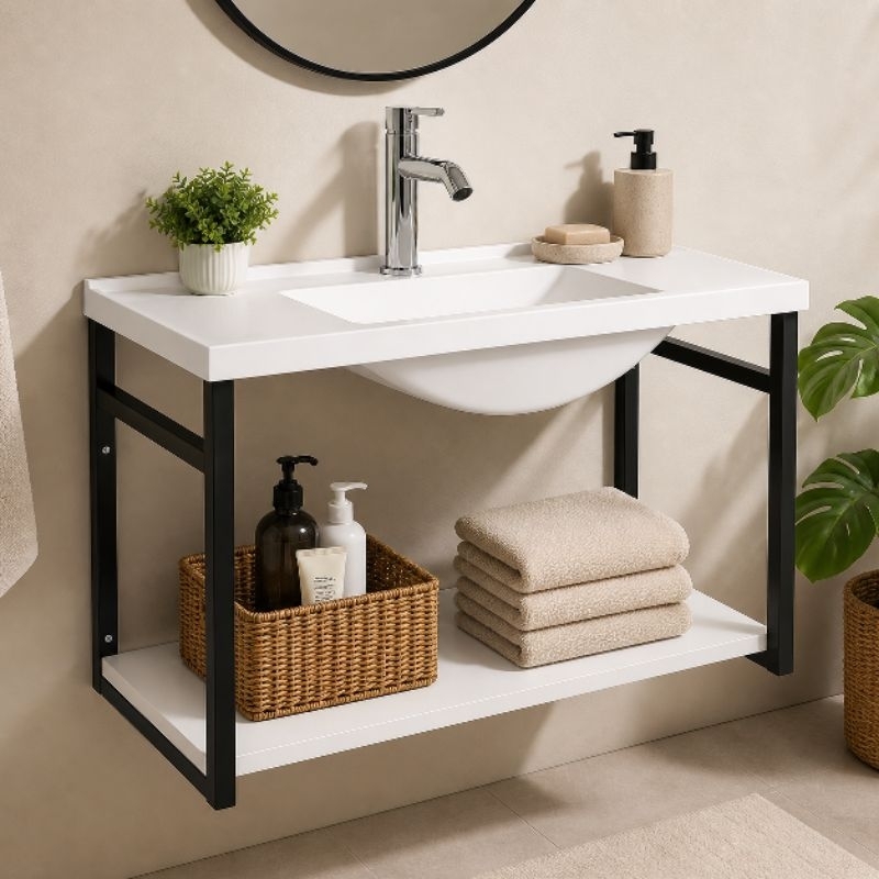 GABINETE PARA BANHEIRO PIA SUSPENSA LAVABO COMPACTO ARMÁRIO MODERNO RESISTENTE