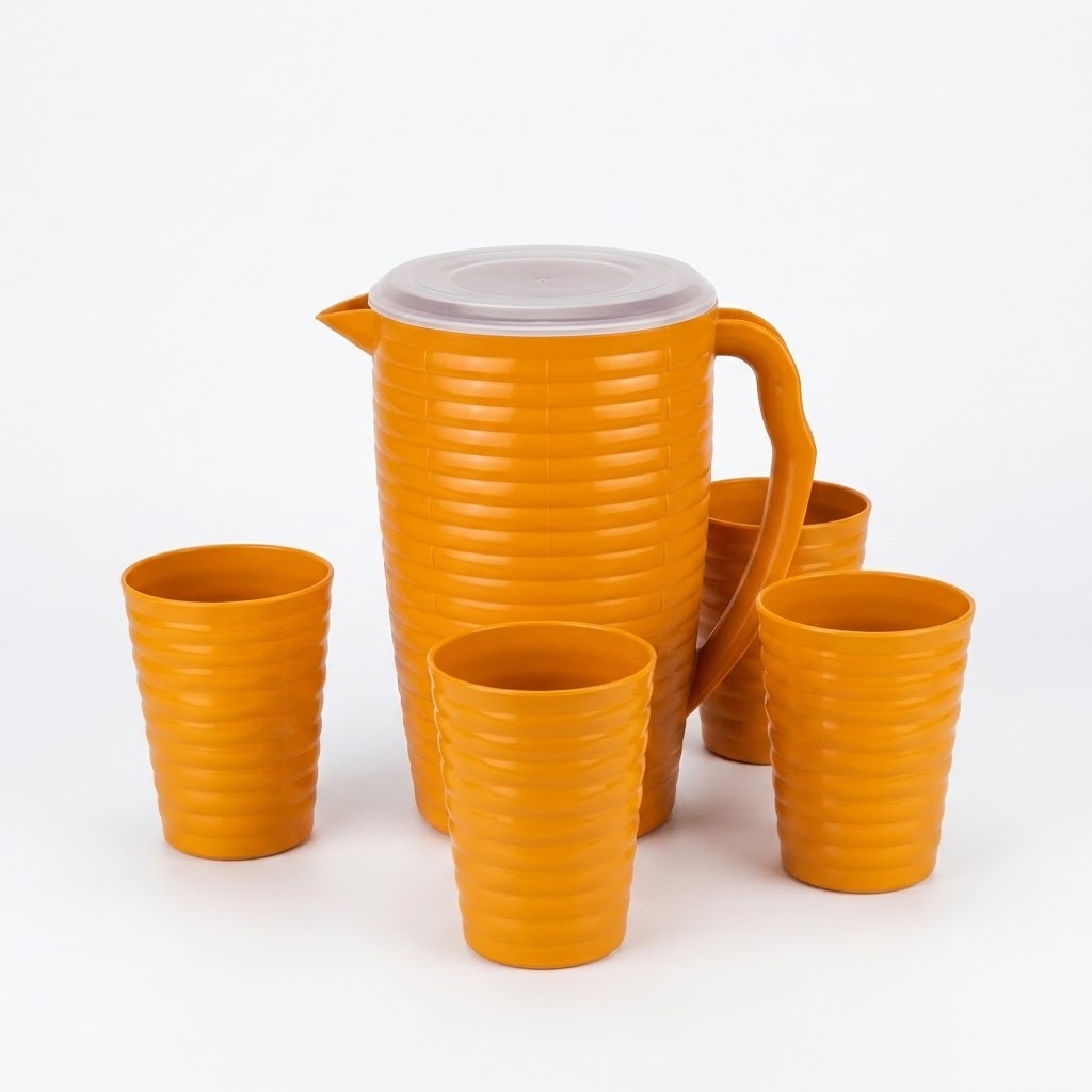 Kit Jarra 2L Com 4 Copos 350ml Suco Água Cozinha Casa e Mesa Bebidas Comida