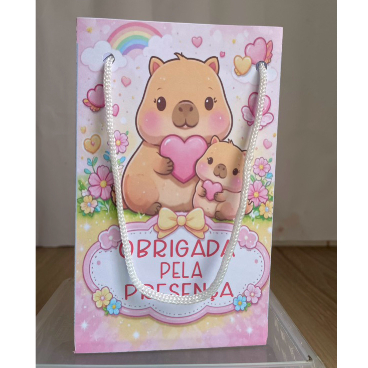 Sacolinhas Personalizadas Capivara | Sacola Lembrancinha Festa Infantil | Kit 10 Unidades