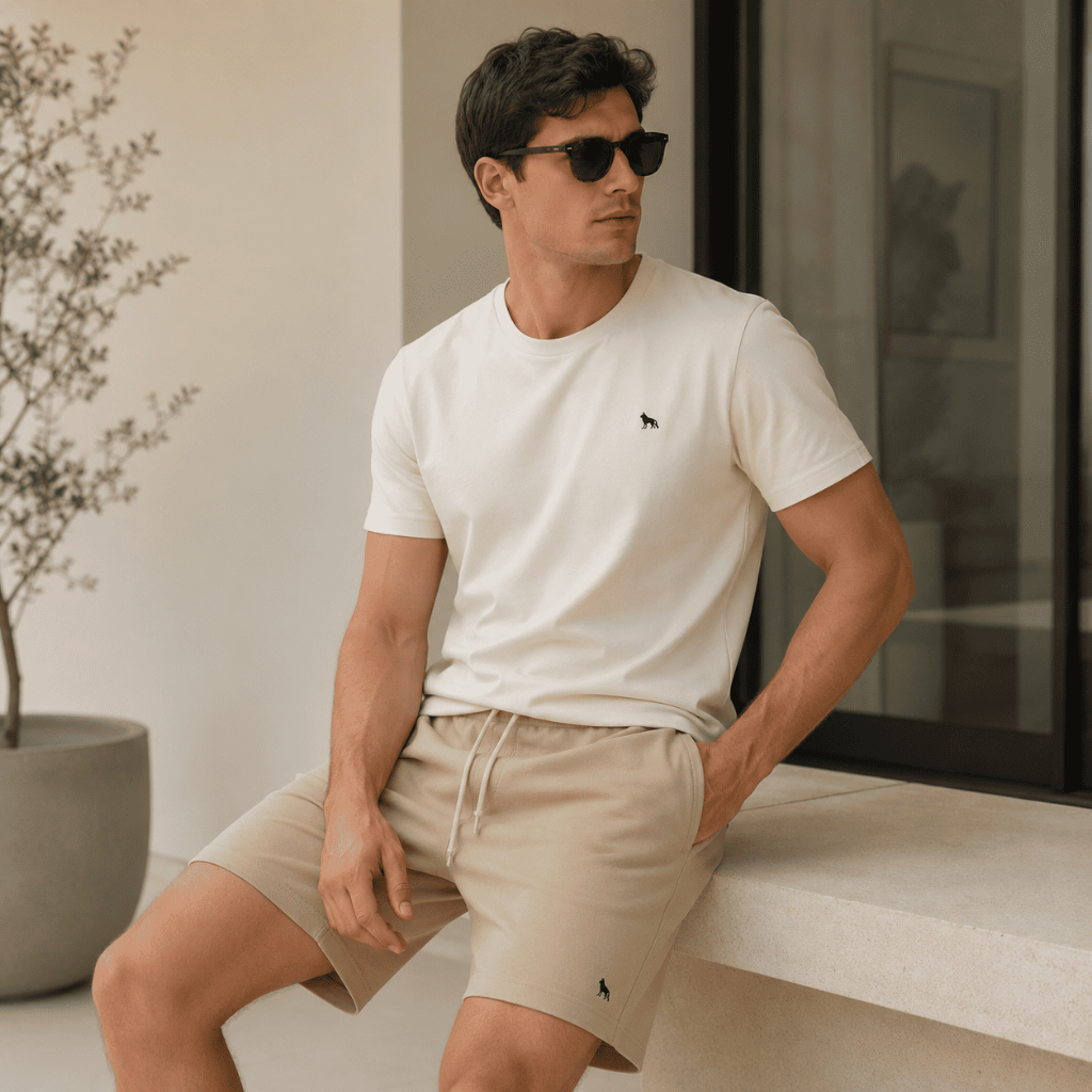 Conjunto Masculino Camiseta Manga Curta e Short de Moletom com Bolsos – Look Casual Esportivo Confortável