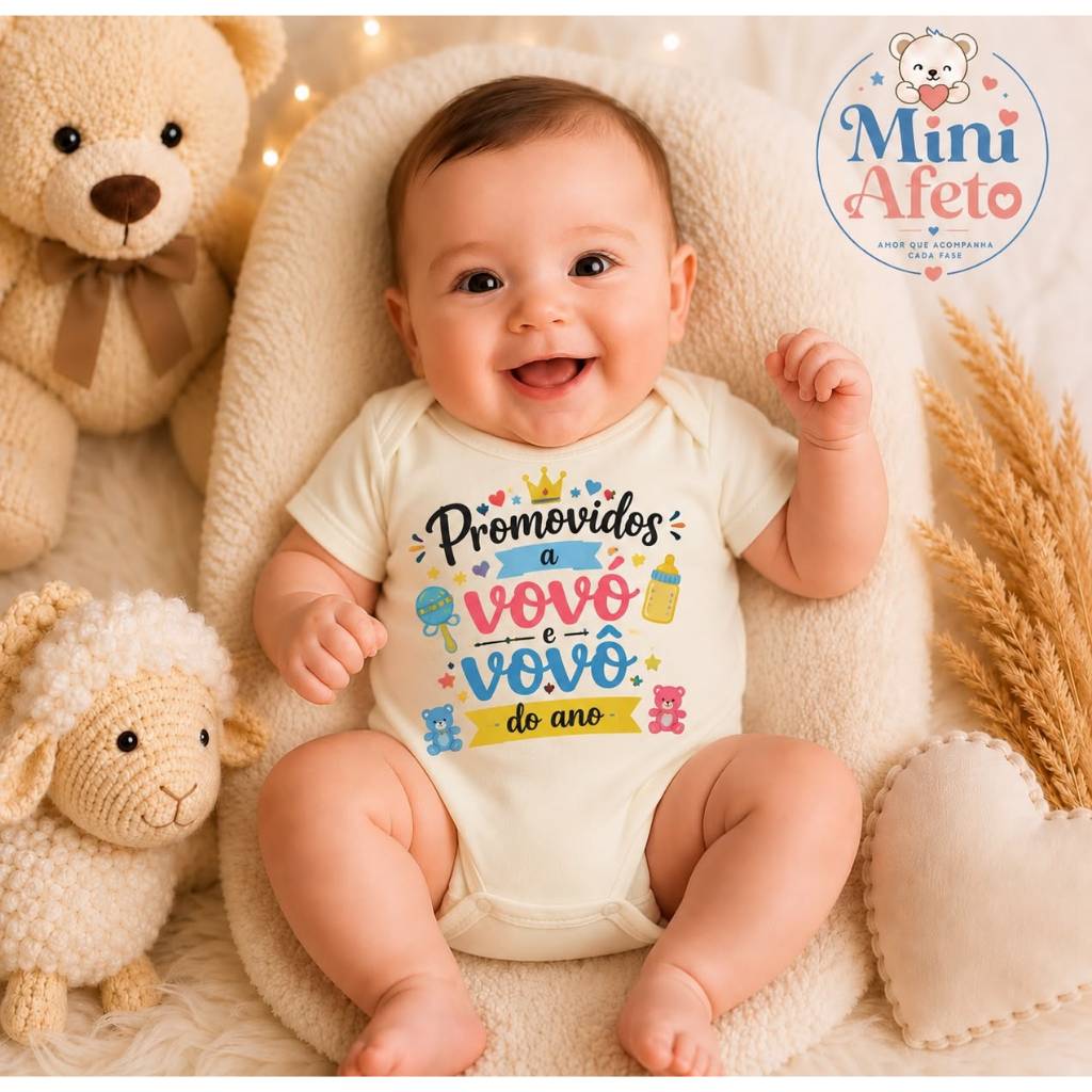 Body Bebê Promovidos a Vovó e Vovô do Ano Manga Curta Roupa Infantil Recém Nascido Presente Anúncio Gravidez Avós