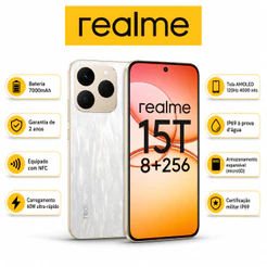 Celular realme 15T 5G Smartphone 8+256 GB 2ANOS E IA GARANTIA Original Versão Global Bateria 6550mAh Câmera 50MP NFC Tel