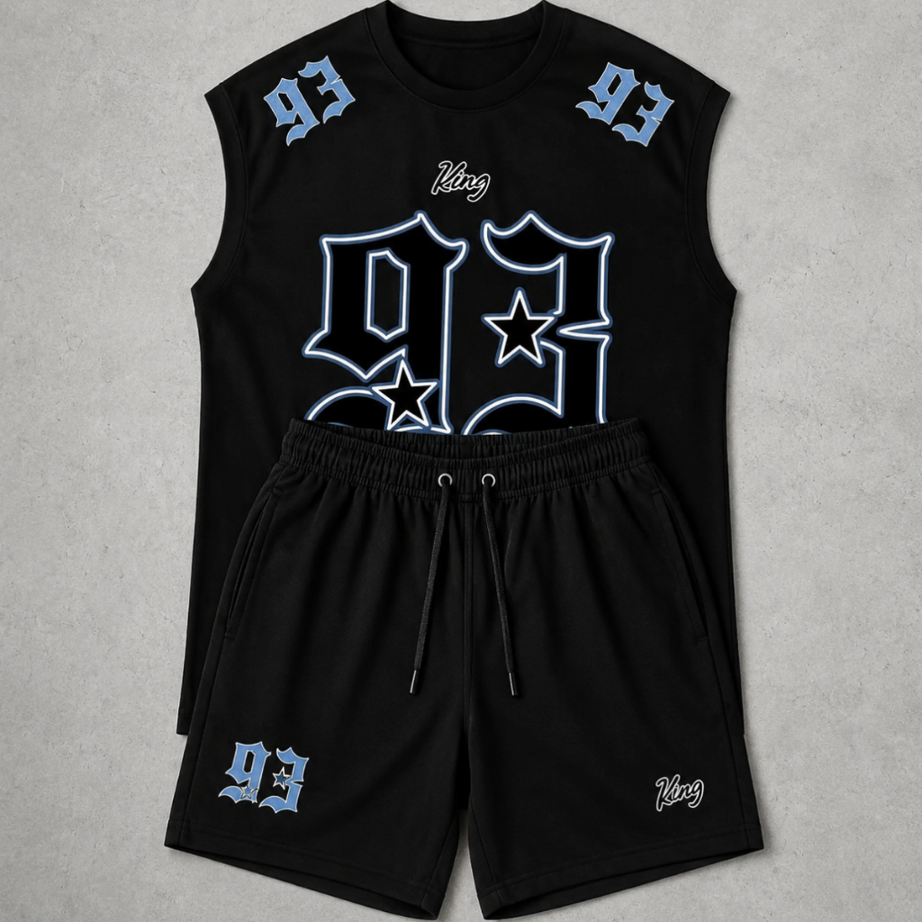 Conjunto Masculino Regata Oversized + Short Tactel Estampado Streetwear 93 Moda Urbana