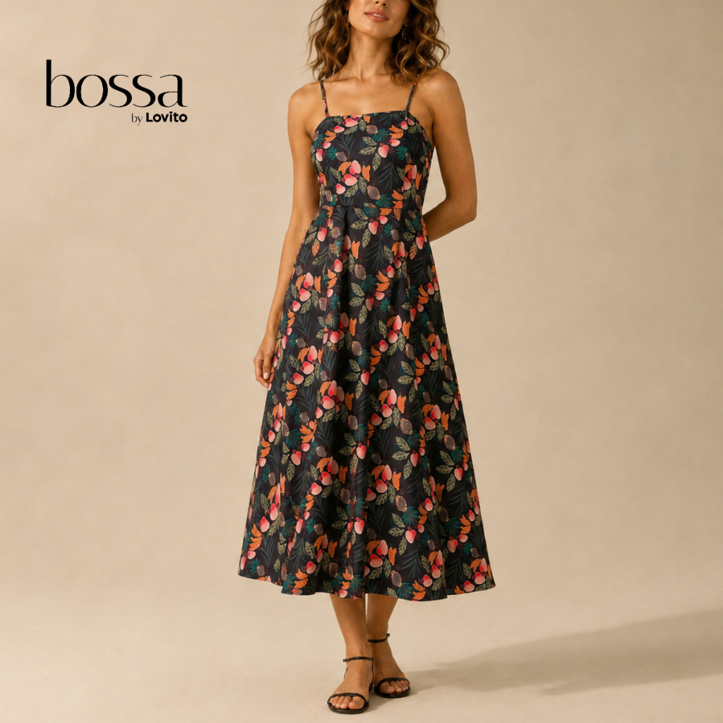 Lovito Bossa | Vestido Longo Moda Casual Tropical em Linha A Feminino DRB477BRL5