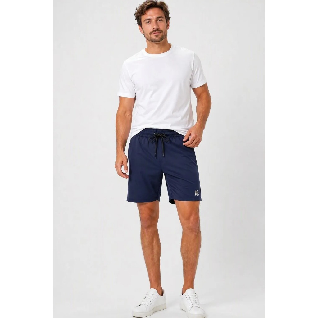 Short Masculino Linho Liso Polo Wear Azul Escuro