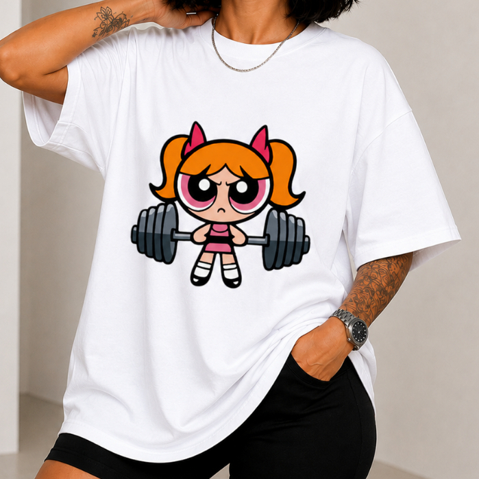 Camiseta Feminina Oversized Academia Treino Fitness Estampada Gym Musculação Blusa Larga Confortável