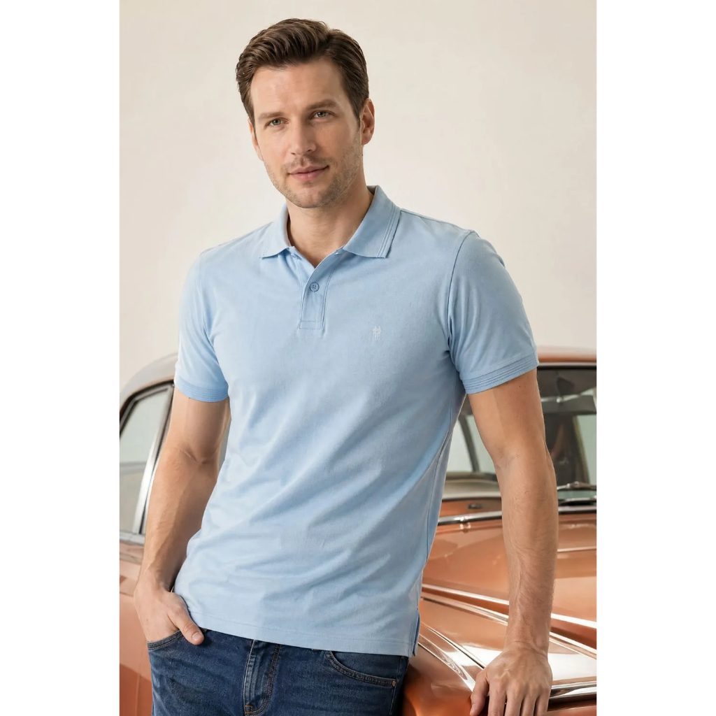 Polo Piquet Lisa Premium Polo Wear Azul Claro