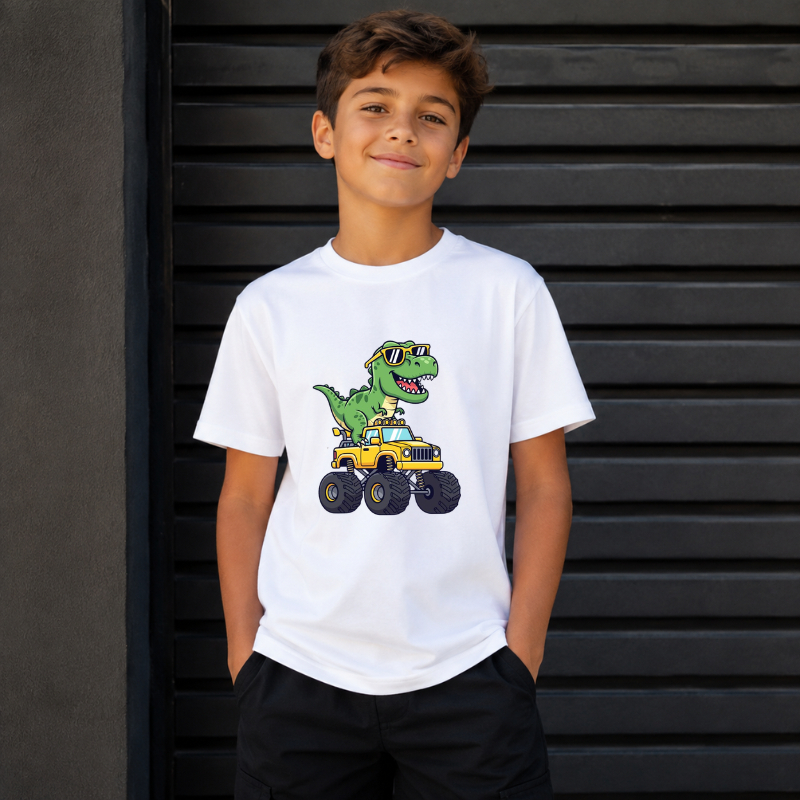 Camiseta Infantil Masculina Estampada Dinossauro Qualidade Premium Envio Imediato
