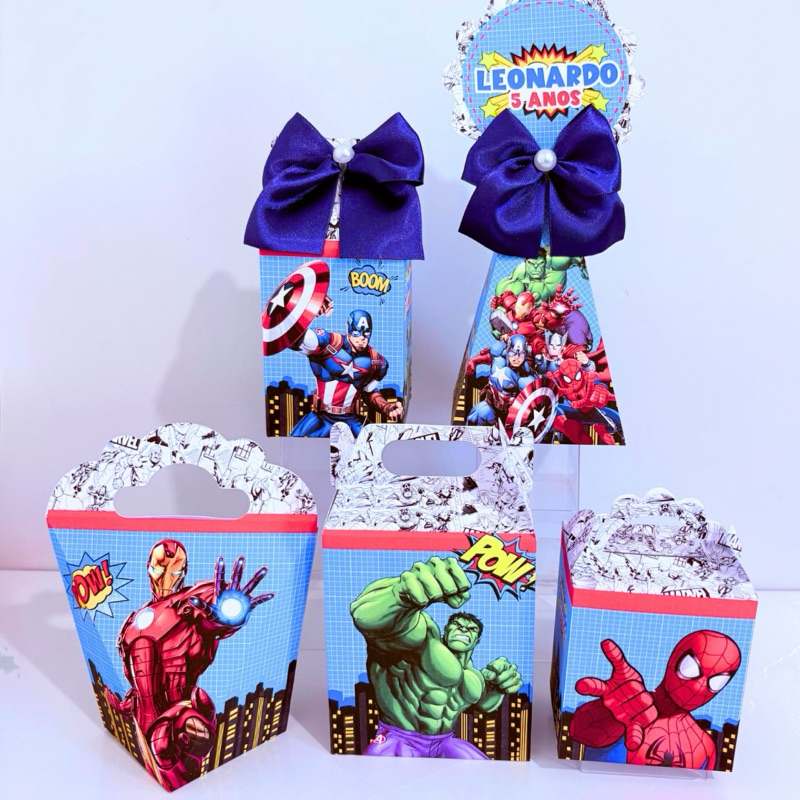 Kit Caixas Personalizadas Vingadores | Lembrancinha Personalizada | Enfeite Festa Aniversário Infantil Super Heróis