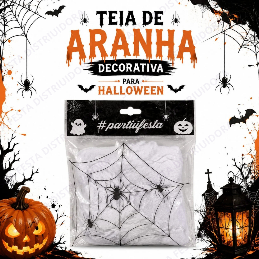 1, 5, 10 TEIAS DE ARANHA DECORATIVA HALLOWEEN 20G PARA FESTA– BRANCA OU PRETA
