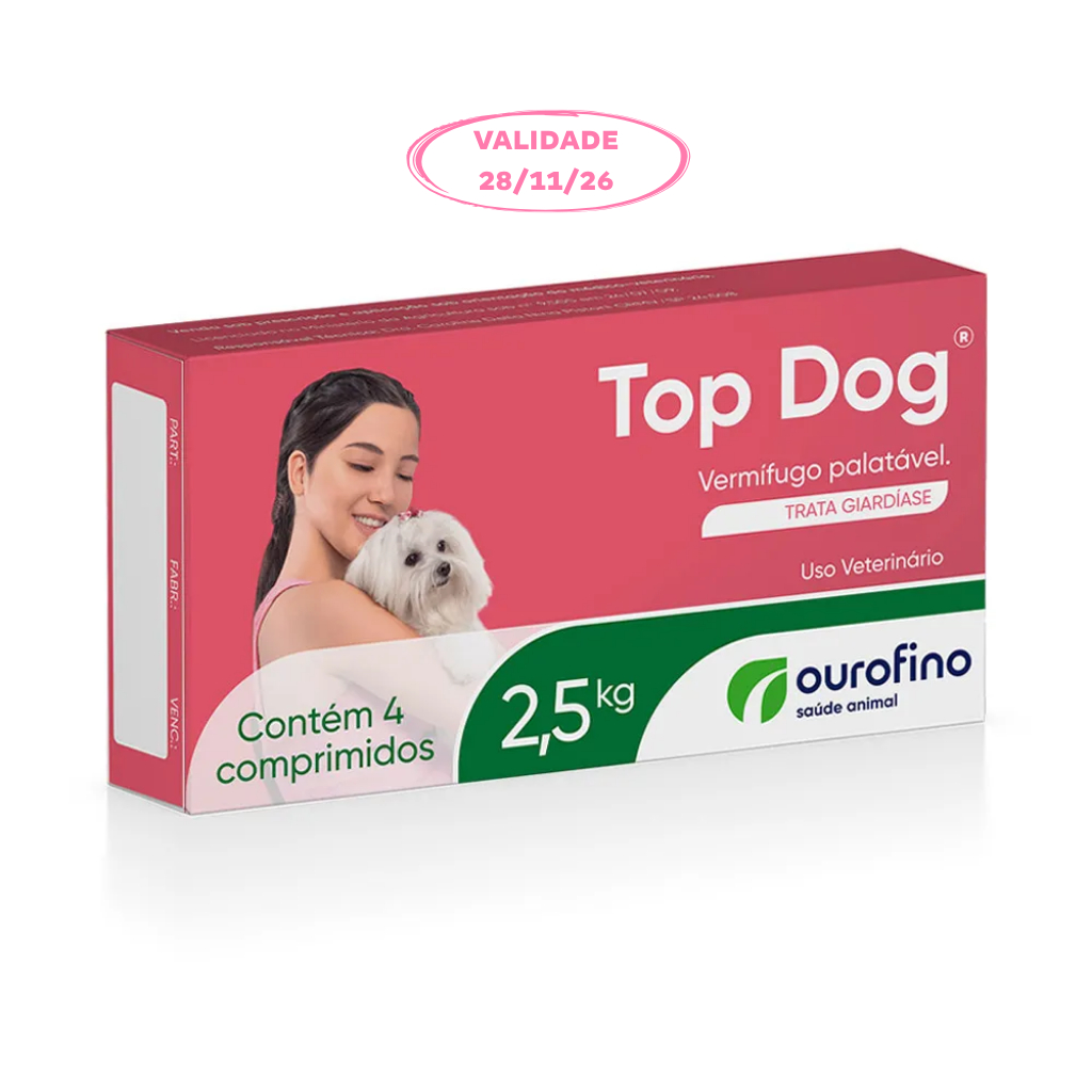 Vermífugo Top Dog 2,5kg c/ 4 Comprimidos Ourofino