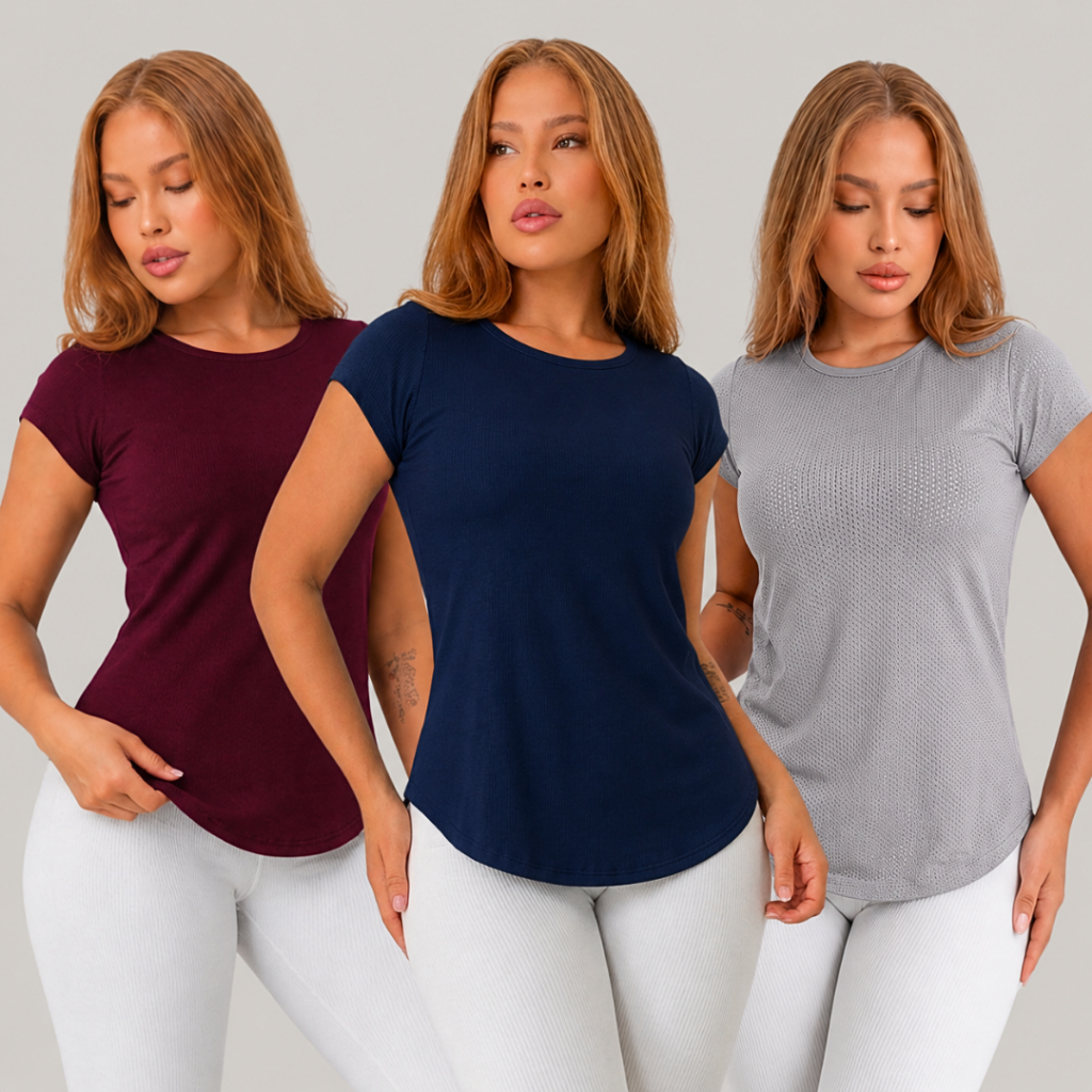 Blusa Academia Feminina DryFit Treino Camiseta Seca Rápido Camisa Leve Caminhada