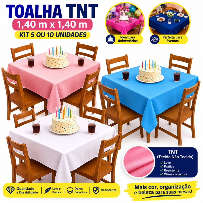 Kit 5 a 10 Toalhas Grande 1,40m x 1,40m de TNT Lavável Ótima Cobertura Resistente Leve ENVIO RAPIDO