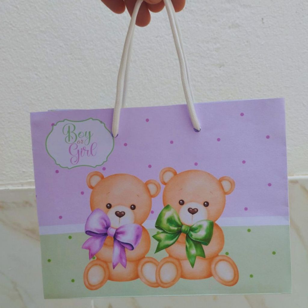 Sacolinha CHÁ REVELAÇÃO VERDE E LILÁS Personalizado Sacolinha Lembrancinha Aniversário PEGUE MONTE