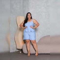 Conjunto Bermuda e Blusa Plus Size Manu