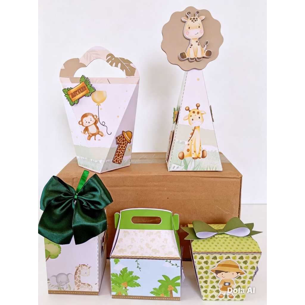Caixinha personalizada-Tema Safari Aquarelado. mimos, lembrancinhas, kit festa infantil, decoração, aniversário.